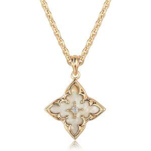 Gold Clover Necklace Women Dainty 14K Gold Plated CZ Pendant Adjustable Chain